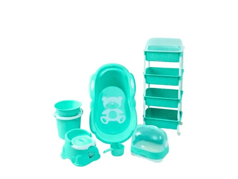 Complete Baby Bath Set with Storage Rack - Newborn Bath Essentials Kit