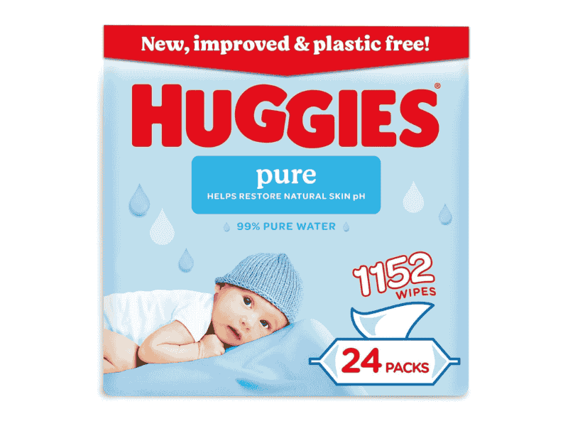 Huggies Pure Plastic Free Baby Wipes - Box of 24 (1152 Wipes)