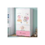 Kids 3-Layer Plastic Wardrobe with Cute Bunny Design - Image 3