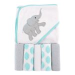 Luvable Friends Unisex Baby Hooded Towel with Five Washcloths, Ikat Elephant, One Size