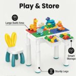 Multifunctional Kids Building Blocks Table with Storage & Chair Set - Image 3