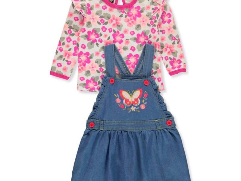 My Destiny Baby Girls' 2-Piece Skirtalls Set Outfit Medium Wash