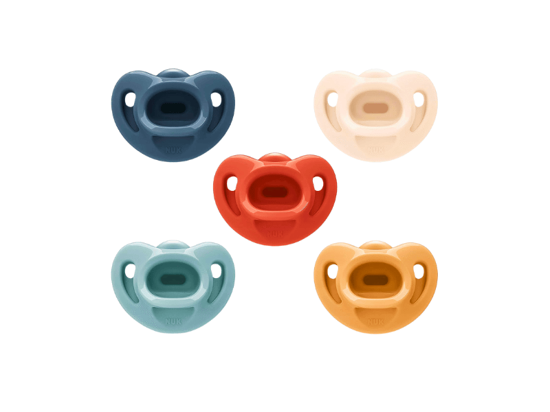 NUK Timeless Comfy Pacifier 0-6 Months - 100% Silicone One-Piece (5-Pack)