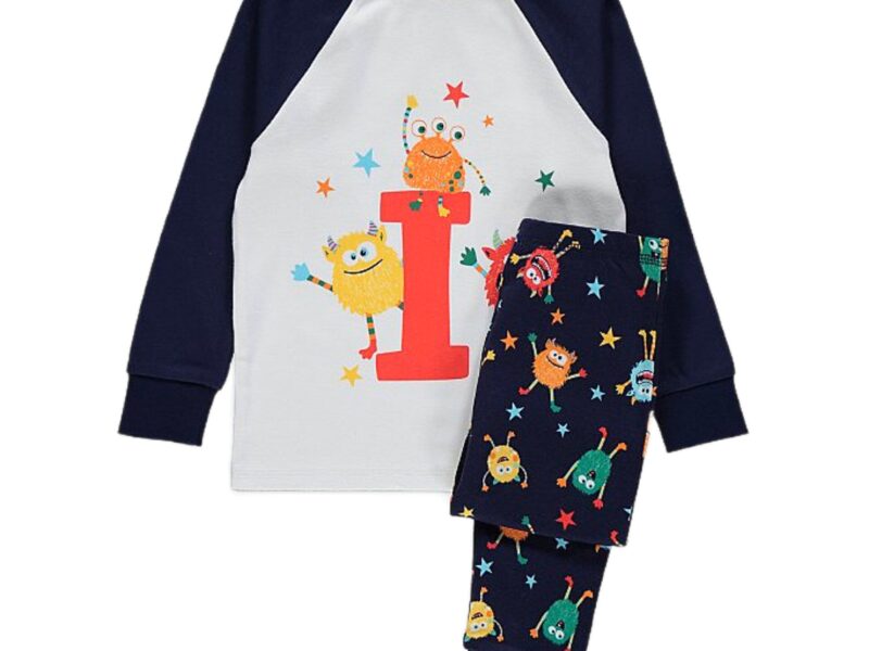 Navy Monster Letter I Alphabet Pyjamas 2-3 Yrs