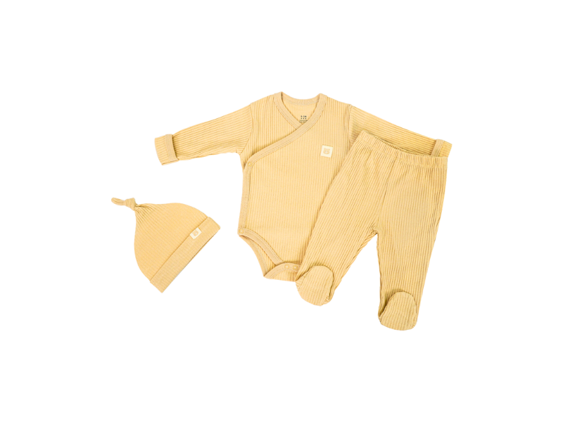 Newborn Cotton Kimono and Footed Pants and Hat Set