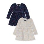Picapino Girls' 2-Pack Dresses Navy