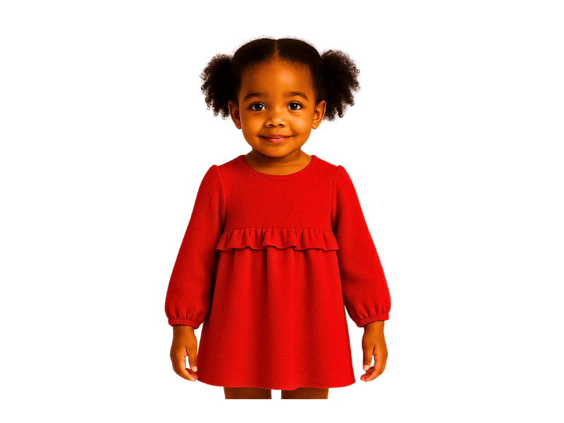 Red Ruffle Long-Sleeve Dress 18 Months - 4 Yrs