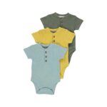 Ribbed Button Bodysuits 3 Pack