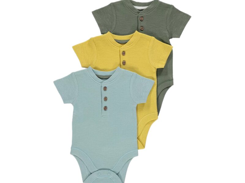 Ribbed Button Bodysuits 3 Pack