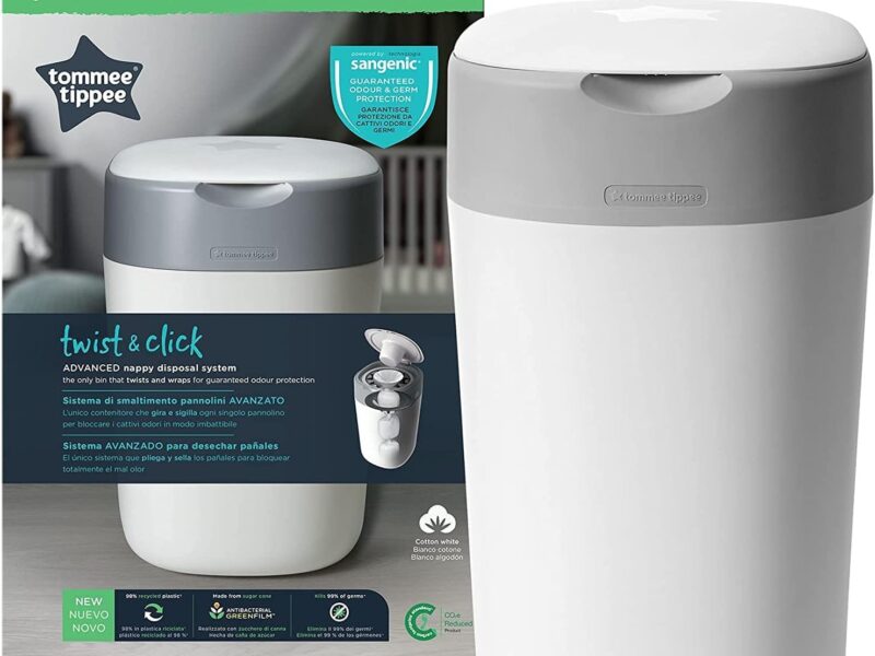Tommee Tippee Twist and Click Advanced Nappy Bin, Includes 1x Refill Cassette