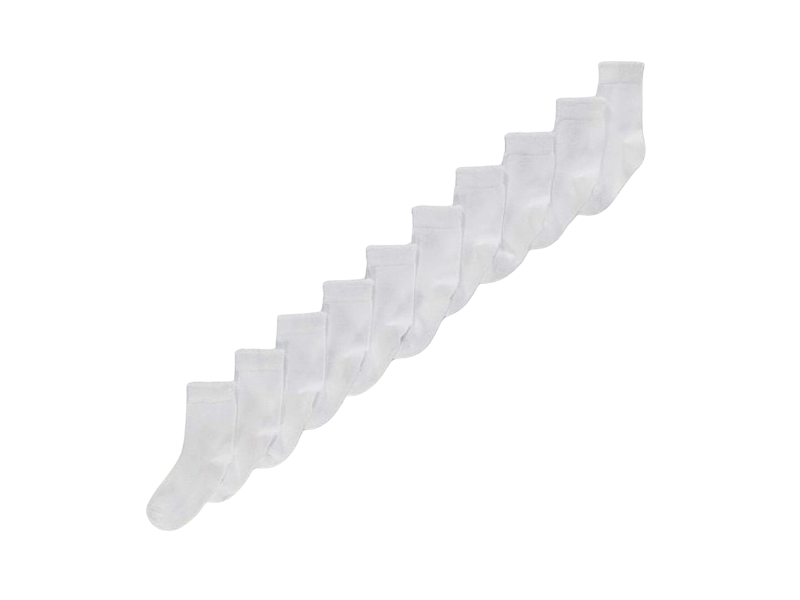 White Picot Trim Ankle Socks 10 Pack
