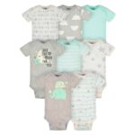 Gerber 8-Pack Baby Neutral Elephant Short-Sleeve Onesies? Bodysuits
