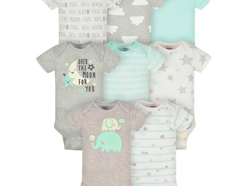 Gerber 8-Pack Baby Neutral Elephant Short-Sleeve Onesies? Bodysuits