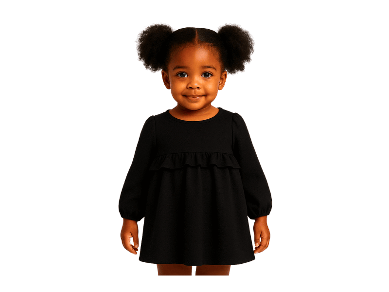 Black Ruffle Long-Sleeve Dress 9 Months - 3 Yrs