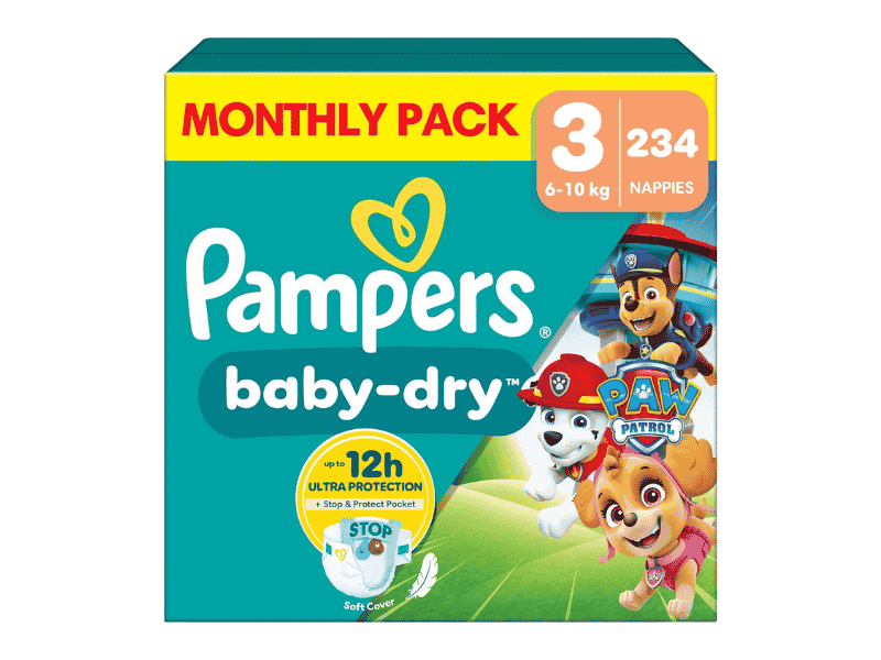 Pampers Baby Dry Size 3 (6 - 10 kg) Monthly Pack 234 Nappies