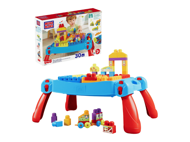 MEGA BLOKS First Builders Build 'n Learn Table - 30 Piece Activity Building Set