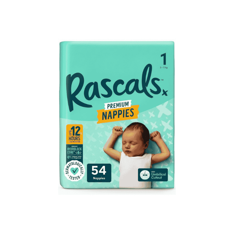 Untitled design - 2026-06-16T115022.548 Rascals Premium Nappies Size 1 (3-5kg) - 54 Nappies - Image 1